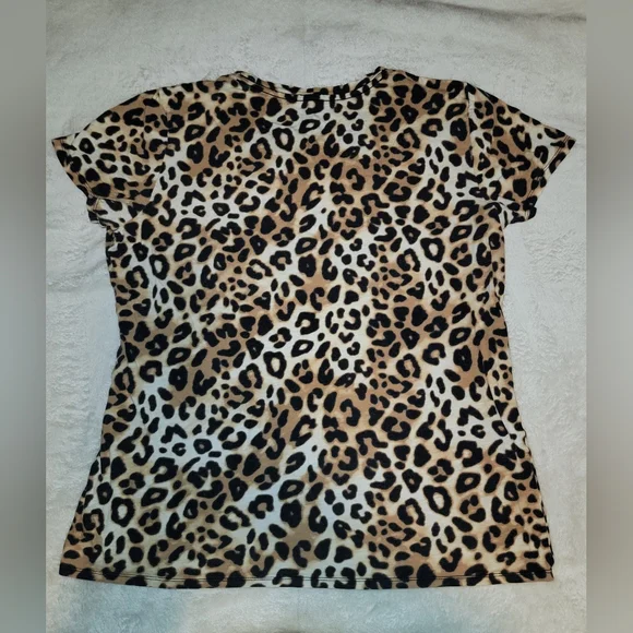 Victoria's Secret PINK Leopard Print Perfect Crew T-Shirt - Size Large - Picture 3 of 3